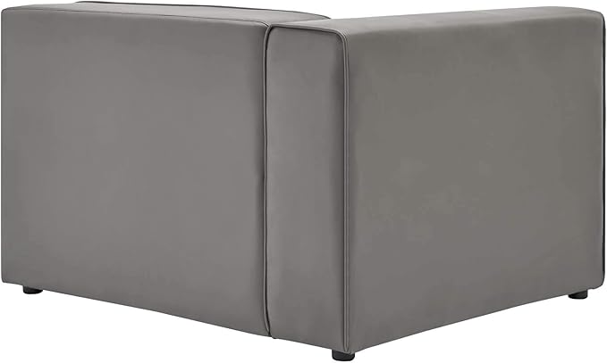 Modway Mingle Vegan Leather Sectional Sofa Left-Arm Chair in Gray