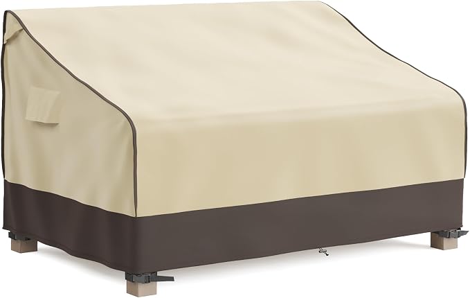 MR. COVER Outdoor Couch Cover Waterproof, Patio Furniture Covers for 2-Seater Couch, Fits up to 60" W x 35" D x 35" H, Moisture-Proof & UV-Protection, Brown & Khak by MRCOVER