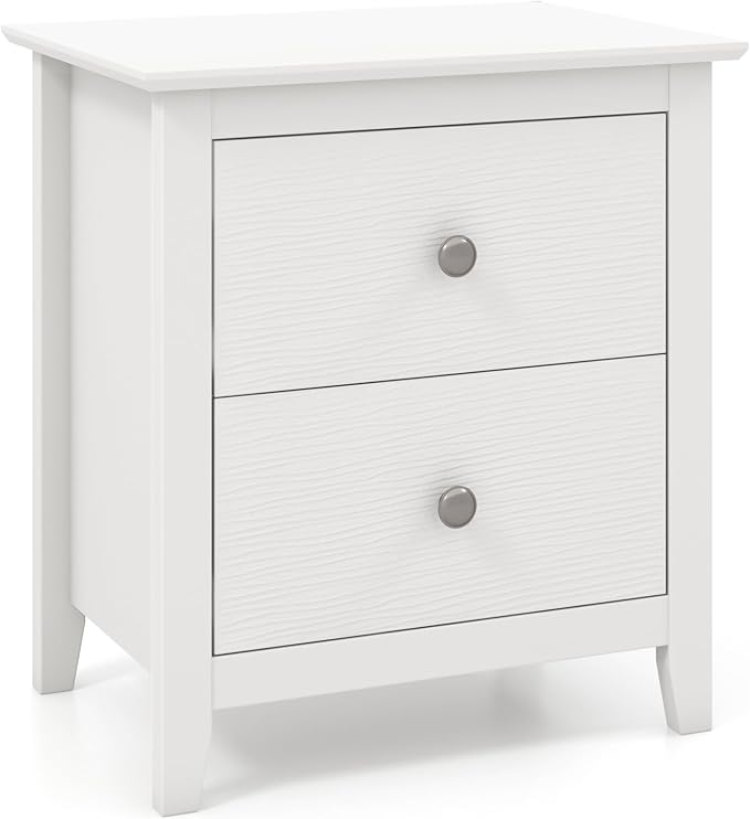 KOMFOTT 2 Drawers Nightstand Set of 2, Wooden Bedside Table, Modern Sofa Side End Table, Compact Side Table for Bedroom, White - Image 9