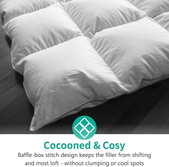 APSMILE Down Feather Fibers Comforter King Size Luxurious All Seasons Duvet Insert - High Bulkiness Hotel Collection Comforter, 54 Oz Fluffy Medium Warmth (106x90, Solid White)