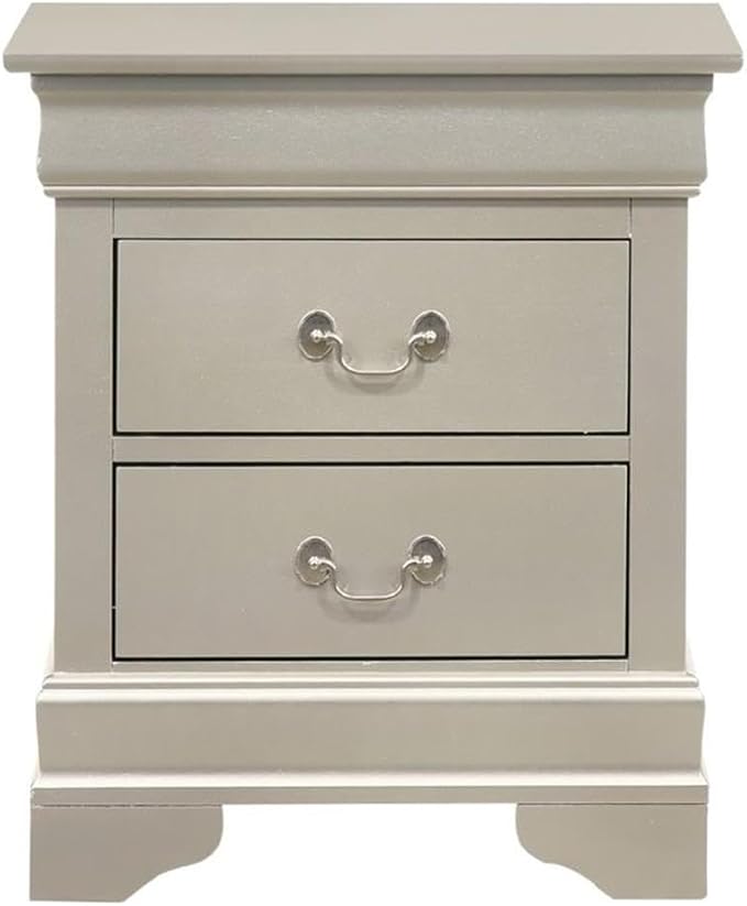 Glory Furniture Louis Phillipe 2 Drawer Nightstand in Silver Champagne - Image 3