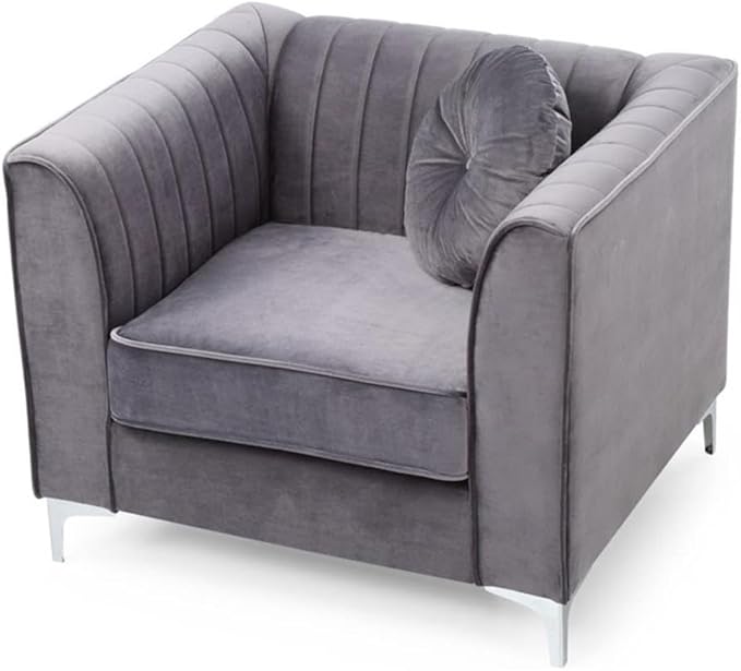 Glory Furniture Delray Velvet Chair in Gray
