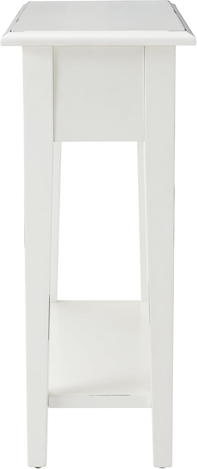 Leick Home Haven Ridge Narrow End Table, Solid Wood, with Drawer and Shelf, for Living Room and Small Spaces, Farmhouse White, 214361