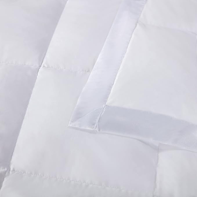 APSMILE Lightweight Down Feather Fibers Blanket, Summer Cooling Down Feather Fibers Comforter Full/Queen Size, Ultra-Soft Breathable Thin Bed Quilt Duvet with Satin Trim(Full/Queen, Cream White)