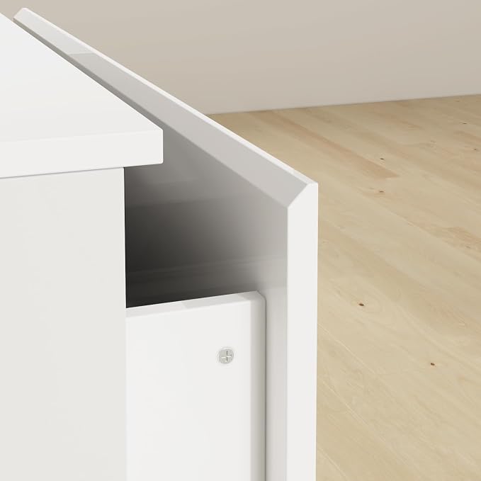 Nightstand with 3 Drawers, Modern Bedroom End Table with No Handle, Wooden Bedside Storage Cabinet, White 30.3" W x 32.3" H - Image 5