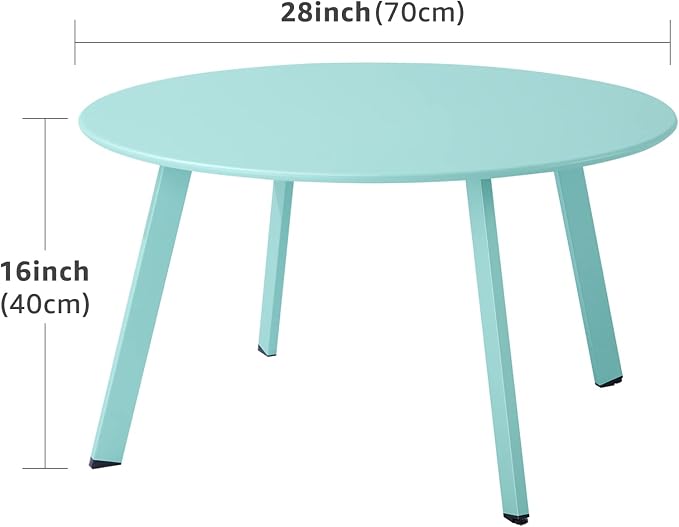 Meluvici Outdoor Side Table, Outdoor/Indoor Metal Steel Patio Coffee Table, Round Weather Resistant Anti-Rust, Green - Image 3