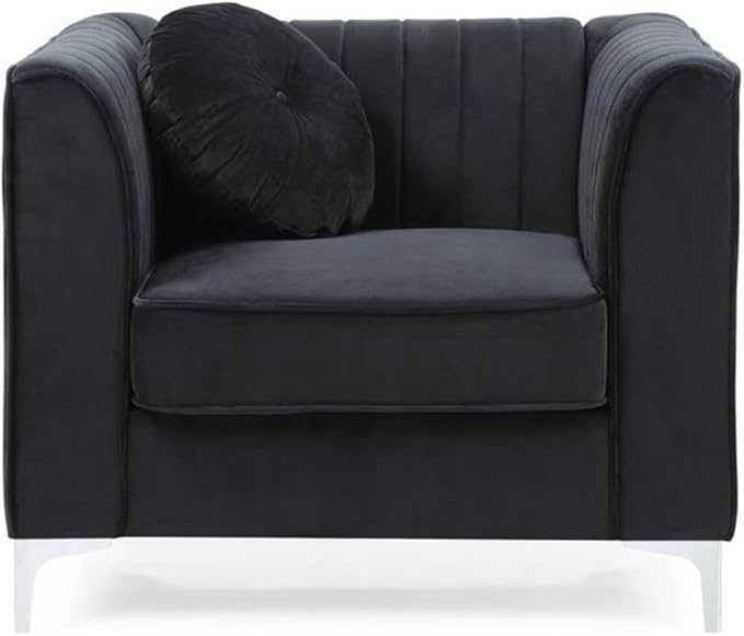 Glory Furniture Delray Velvet Chair in Black