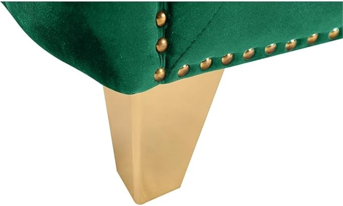 Meridian Furniture 652Green-L Michelle Collection Modern | Contemporary Loveseat with Deep Button Tufting, Gold Nailhead Trim and Sturdy Gold Iron Legs, Green Velvet, 66" W x 34" D x 30" H
