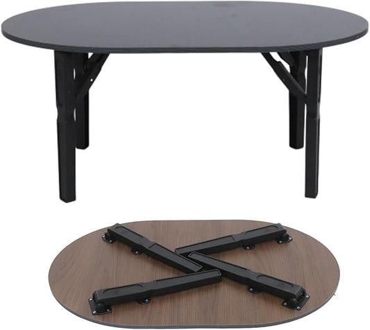 Folding Coffee Table, Small Portable Coffee Table with 4 Foldable Legs, Round Foldable Low Floor Tables for Living Room Home Office No Assembly 31.5 x 18.9 x 14.2 in (Black)