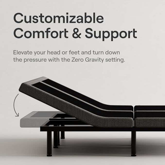 Nectar Luxe Twin XL Adjustable Base & 14” Hybrid Mattress (New) - Head & Foot Incline - Medium Firm Memory Foam & Coils - Cooling Upgrade - 3 Massage Settings - 365-Night Trial & Forever Warranty