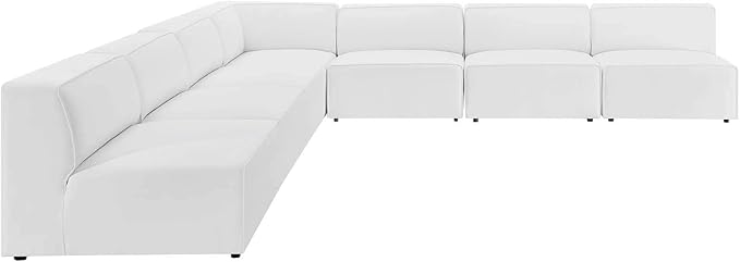 Modway Mingle Vegan Leather 7-Piece Sectional Sofa in White