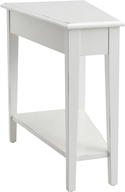 Leick Home Haven Ridge Wedge End Table, Tapered Side Table, Farmhouse White, 214395