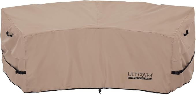 ULTCOVER Patio Curved Sofa Cover Waterproof for 2-3 Seater Outdoor Sectional Furniture Couch 94"(Back Arc Length) / 60"(Front Arc Length) x 32"(Deep) by ULTCOVER