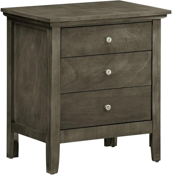 Glory Furniture Hammond Smoked Gray Fully Assembled Wood 3 Drawer Bedroom Furniture Nightstand 26" H x 24" W x 18" D by Glory+Furniture