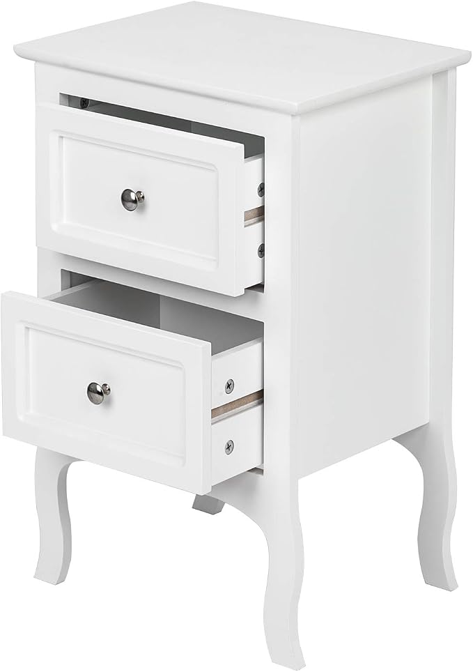 Bonnlo White Nightstand Set of 2, Nightstands with 2 Drawers, Bed Side Table/Night Stand, Small Nightstand for Bedroom, Small Spaces, College Dorm, Kids’ Room, Living Room, Wood, 16W x 12D x 24H - Image 7