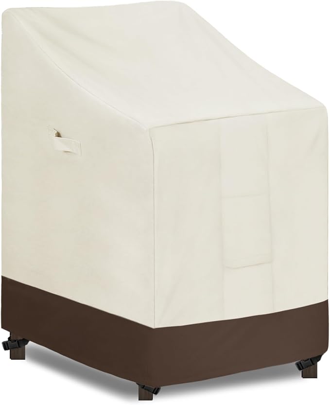 Easy-Going Heavy Duty Outdoor Stackable Chair Cover, Waterproof Patio Chair Cover, Windproof Outdoor Furniture Cover with Air Vent (1 Pack-28Wx36Dx47H inch, Beige/Dark Brown) by Easy-Going