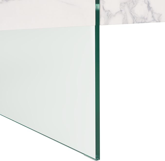 SAFAVIEH Home Collection Jacob White/Clear Glass Legs Rectangle Coffee Table