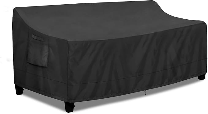 PureFit Outdoor Couch Cover Waterproof Patio Sofa Furniture Covers, 3-Seater Outdoor Cover with Air Vent and Handles, 78W x 35D x 35H Inches, Black by PureFit