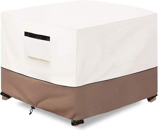 Patio Ottoman Cover Waterproof Heavy Duty Square Outdoor Ottoman Covers, 32W x 32D x 18H Inches Patio Furniture Covering Protector Outdoor Side Table Cover (Beige) by SoloToo