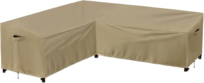 PureFit Outdoor Sectional Sofa Cover Waterproof L Shaped Patio Furniture Covers for Deck, Lawn and Backyard, 83”x104” Left Facing, Camel by PureFit