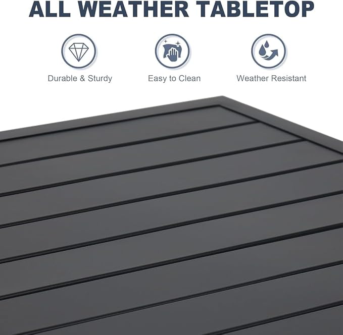 Anmutig 7-Piece Outdoor Dining Set, 6 Swivel Patio Chairs & 60''Rectangular Dining Table with All Weather Frame Furniture Set - Navy Style2 - Image 7