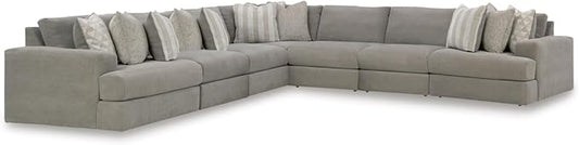 Signature Design by Ashley Casual Avaliyah L-Shape Symmetrical 7-Piece Sectional with Reversible Cushion and Armrest, Gray