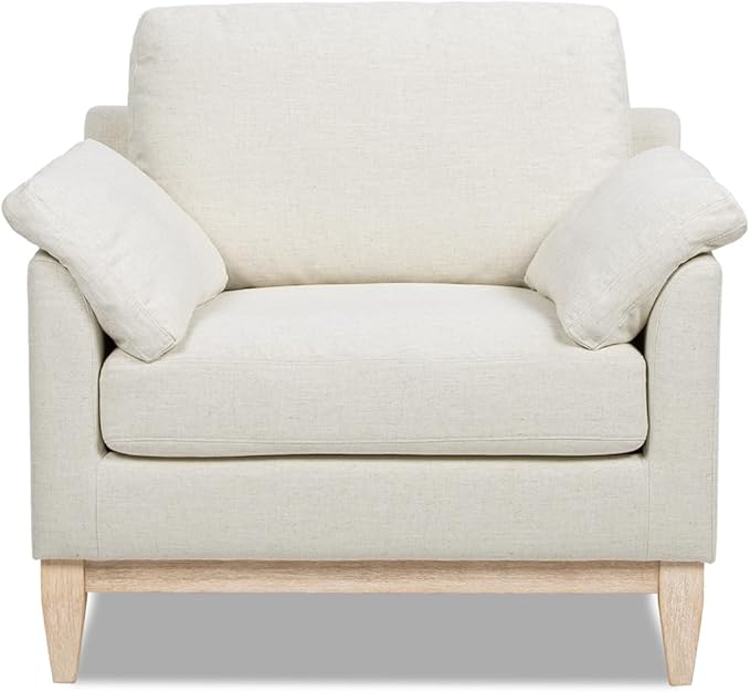 Jennifer Taylor Home Pasadena 36" Wide Modern Farmhouse Accent Arm Chair, Flax White Linen