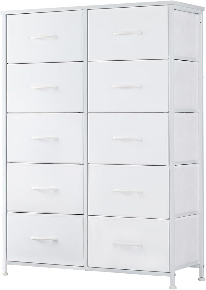 DUMOS Dresser for Bedroom, 10 Storage Drawers, Wide Fabric Closet Chests Organizer Tower Furniture with Wooden Top Metal Frame for Clothes, Guest Room, Living Room, Hallway, Entryway by DumosLifestyle