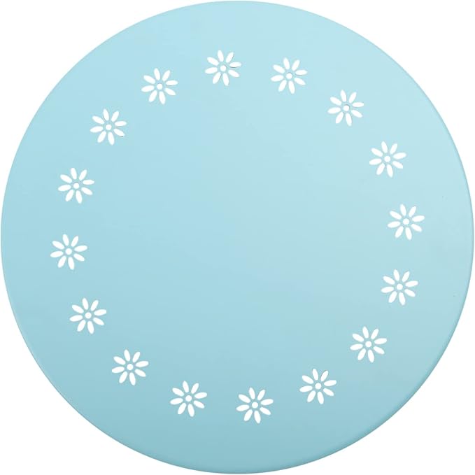 danpinera Outdoor Side Tables with Flower Cut Outs, Weather Resistant Steel Patio Side Table, Small Round Outdoor End Table Metal Side Table for Patio Yard Balcony Garden Blue - Image 5