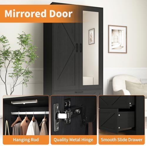 Armoire Wardrobe Closet (Black-2 Door)