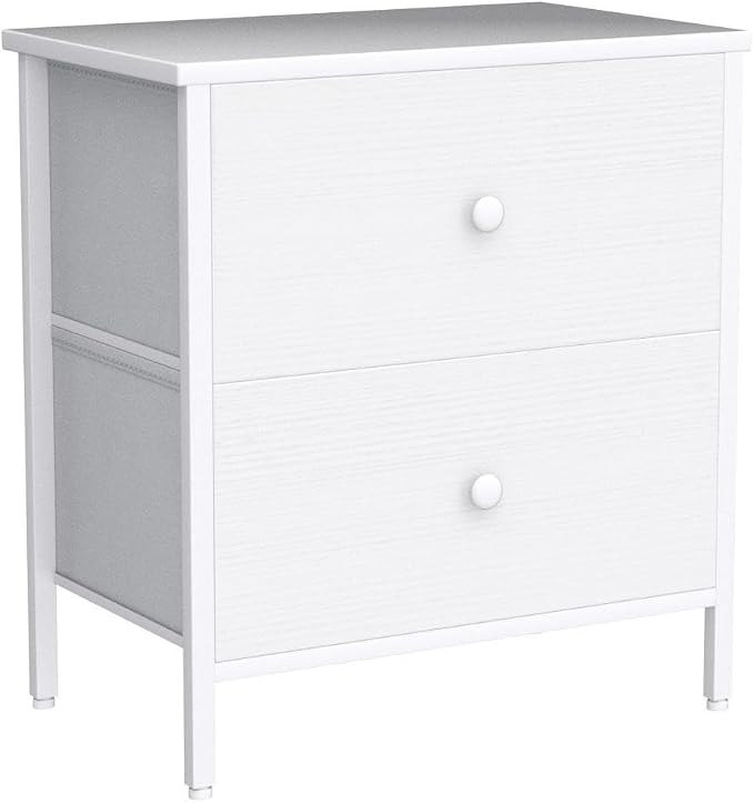 BOLUO White Nightstands Set of 2 - Nightstand and Dresser Sets Night Stand Dresser for Bedroom End Table with Fabric Drawers Organizer Modern - Image 5