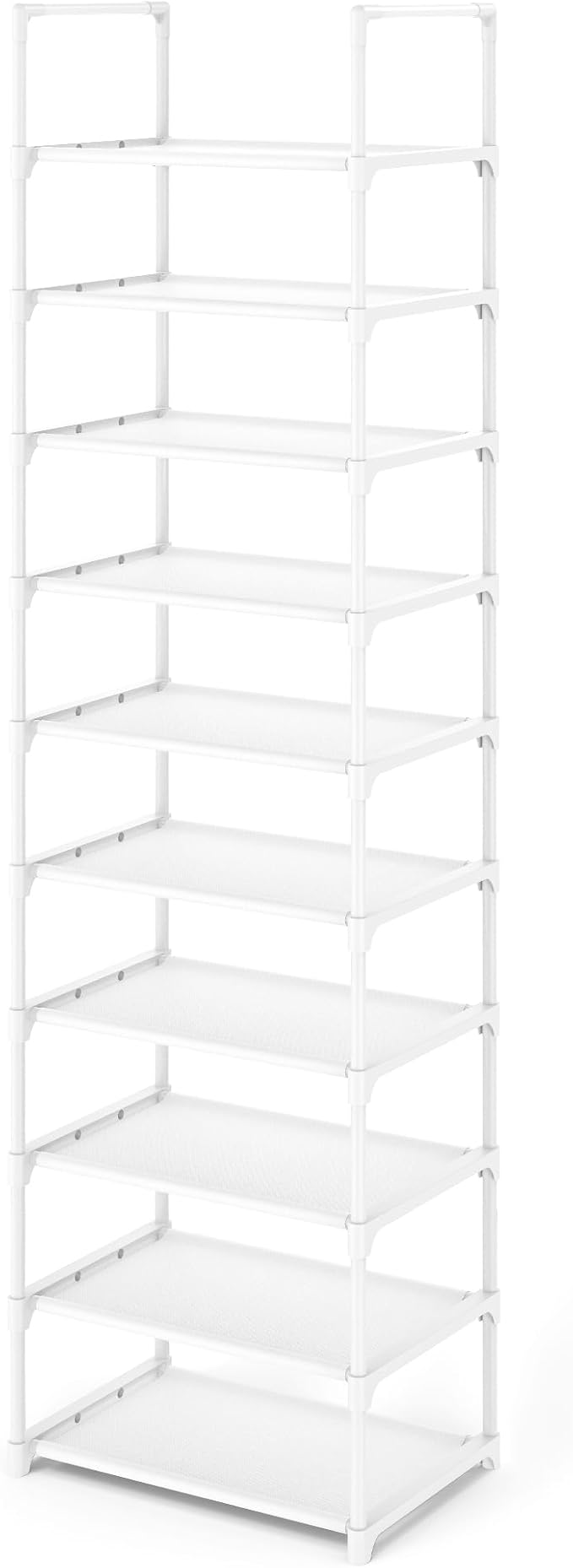 Kitsure Shoe Rack - 10-Tier Shoe Organizer with Detachable Fabric Shelves & Metal Frame, Tall Shoe Rack for Closet, Entrance, Living Room, 16.9" Wide - 10 Tier, White by Kitsure