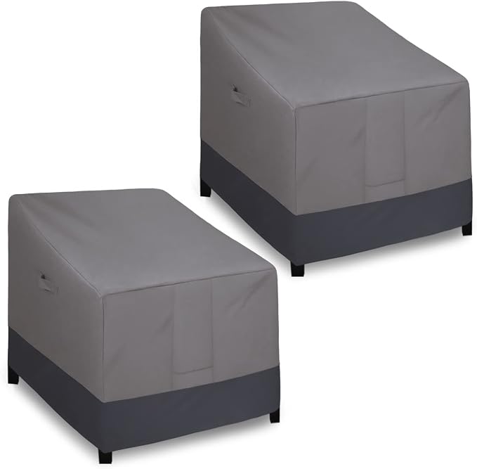 Easy-Going Outdoor Chair Cover Waterproof, Heavy Duty Patio Chair Cover, Windproof Outdoor Furniture Cover with Air Vent (2 Pack-32Wx37Dx31H inch, Gray/Dark Gray) by Easy-Going