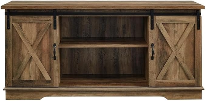 Walker Edison Richmond Modern Farmhouse Sliding Barn Door TV Stand for TVs up to 65 Inches, 58 Inch, Reclaimed Barnwood - Image 10