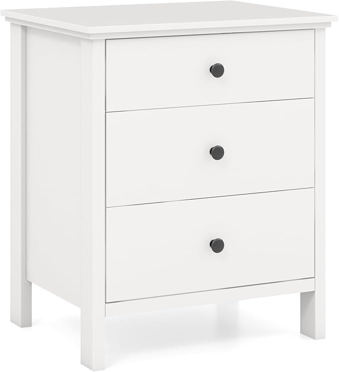 KOMFOTT 3 Drawers Nightstand Set of 2, Wooden Bedside Table, Modern Sofa Side End Table, Space-Saving Telephone Table, Chest of Drawers for Living Room, Bedroom & Office (White) - Image 9