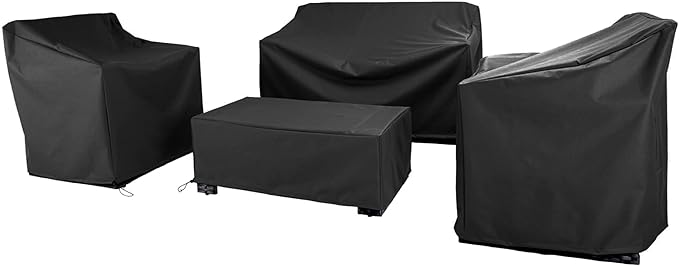 Patio Furniture Covers,Outdoor Furniture Cover Waterproof,Patio Furniture Set Covers for 4 Piece Outdoor Conversation Set,Patio Covers Set (Black) by BANER+GARDEN