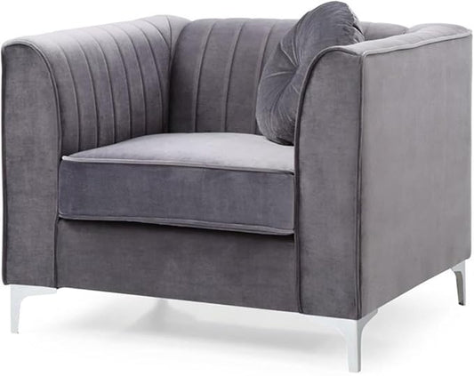 Glory Furniture Delray Velvet Chair in Gray
