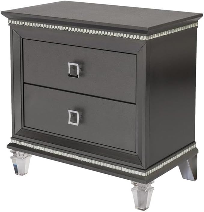 Best Quality Furniture Lavish 3 Piece Gray Bedroom Set with Light up Headboard in California King