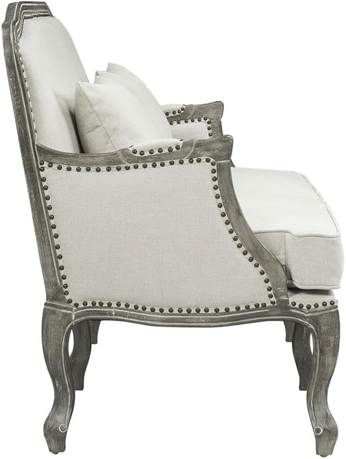 Acme Furniture Upholstered Sofa with Nailhead Trim, Cream and Brown