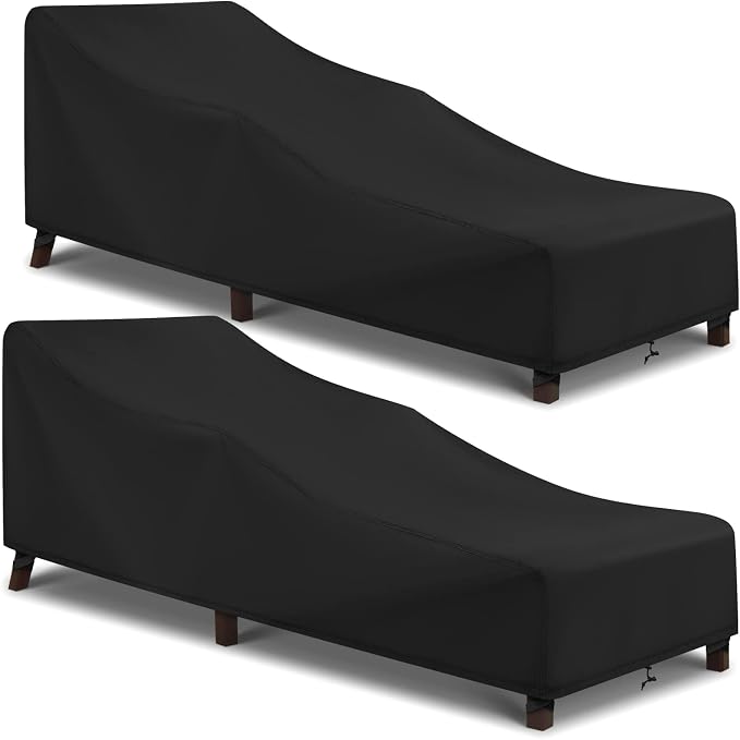 Arcedo Outdoor Chaise Lounge Chair Cover 2 Pack, Waterproof Patio Furniture Cover for Outside Pool Beach, All Weather Protection Outdoorlines, 68" x 30" x 26" H, Black by ARCEDO