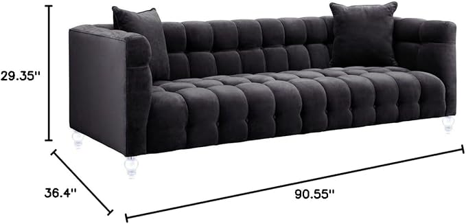 TOV Furniture Bea Grey Velvet Sofa | Tufted Design