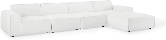 Modway Restore 5-Piece Upholstered Sectional Sofa in White