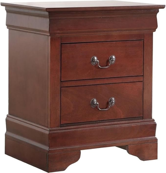 Glory Furniture Louis Phillipe 2 Drawer Nightstand in Cherry by Glory+Furniture