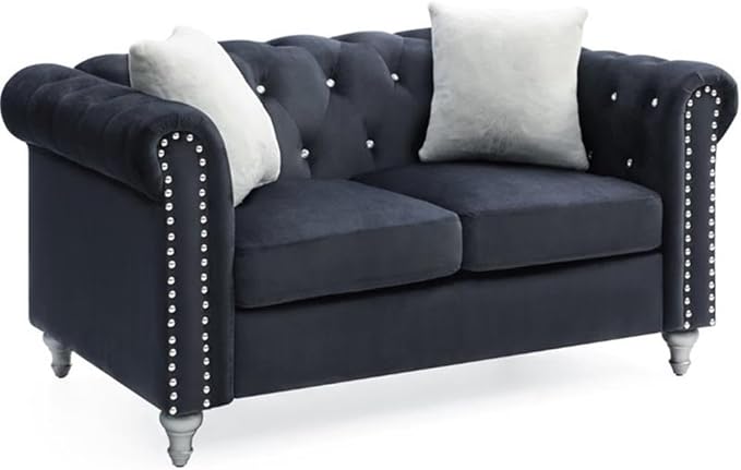Glory Furniture Raisa Velvet Loveseat in Black