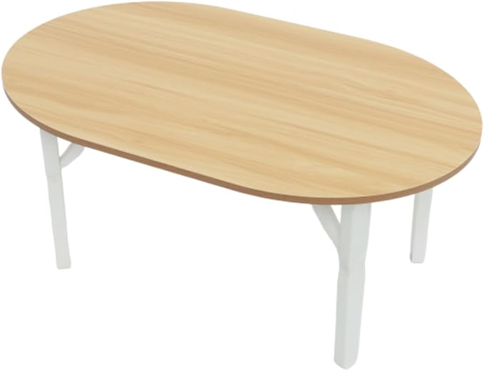 Folding Coffee Table, Small Collapsible Coffee Table, Portable Low Floor Tables with 4 Foldable Legs, Foldable Round Center Tables Living Room, Home, Office, No Assembly 31.5 x 18.9 x 14.2 in (Wood)