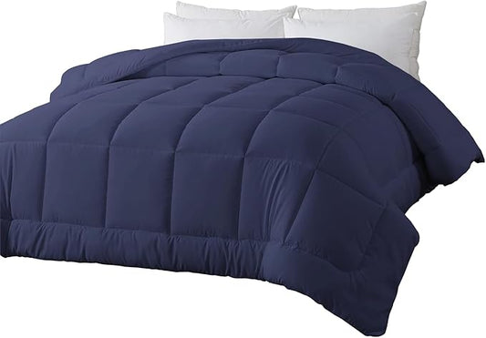 BedTreat Down Alternative Comforter Queen Duvet Insert with Corner Tabs, All Season Quilted Bed Comforter Box-Stitched Queen Comforter Blue，Machine Washable Microfiber Bedding