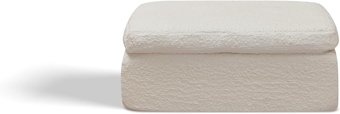 110" Cloud Sectional Couches for Living Room, Convertible L Shape Boneless Couch Chenille Fabric with Ottoman, 3 Seater Modular Sectional Sofa No Assembly Required, White