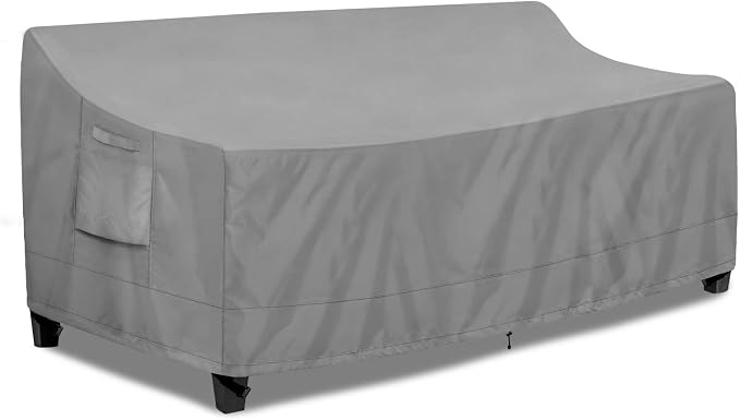 PureFit Outdoor Couch Cover Waterproof Patio Sofa Furniture Covers, 4-Seater Outdoor Cover with Air Vent and Handles, 104W x 40D x 35H Inches, Gray by PureFit