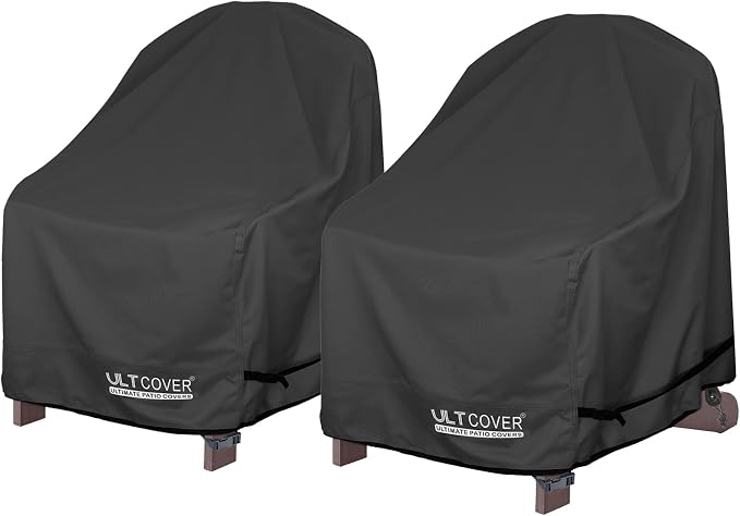 ULTCOVER Waterproof Patio Adirondack Chair Cover 2 Pack for Outdoor Chair Size Upto 32W x 35D x 36H inch, Black by ULTCOVER