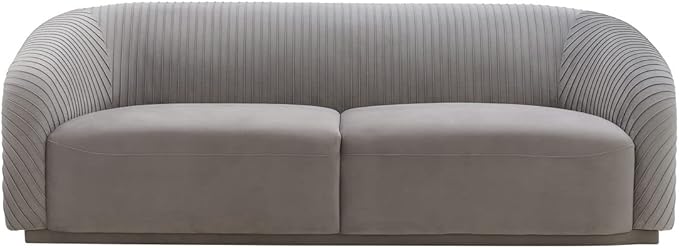 Yara 90.6" Grey Pleated Performance Velvet Sofa - TOV Furniture